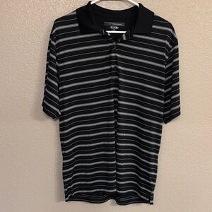 Greg Norman Collection Black and Gray Striped Polo Shirt